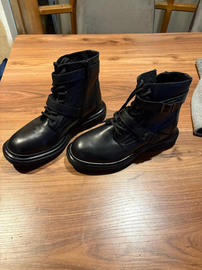 premium black leather Boots